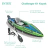 Intex Challenger K1 1 Person Durable Vinyl Streamline Sporty Kayak With Inflatable Seat And Backrest, Oar, Pump, Carrying Bag, And Repair Kit (2 Pack)