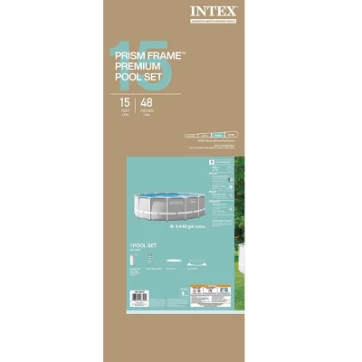 Intex 15-FT X 48-IN Prism Frame Swimming Pool Set W/ Ladder, Cover & Pump 2 Intex 15-FT X 48-IN Prism Frame Swimming Pool Set W/ Ladder, Cover & Pump - Image 2