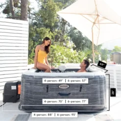 Intex PureSpa Plus Greystone Inflatable Square Outdoor Hot Tub Spa, 83" X 28" With PureSpa Maintenance Accessory Brush, Skimmer, And Scrubber Kit -Intex GUEST 072ccdb9 5645 4993 acbb 94af020bffd3