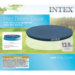 Intex 28026E UV Resistant Deluxe Debris Pool Cover For 13-Foot Intex Easy Set Above Ground Swimming Pool, Vinyl Round Cover With Drain Holes, Blue -Intex GUEST 0fb69bef 6c0b 41a1 ab1a e53a5fb7d910