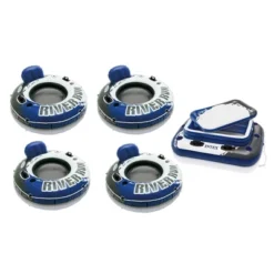 Intex Mega Chill II Inflatable 72 Can Beverage Cooler Bundled With River Run I 1 Person Inflatable Floating Lounge Water Raft (4 Pack) -Intex GUEST 13582bcb dd0d 4ecd bf71 3862ee3fb7ce