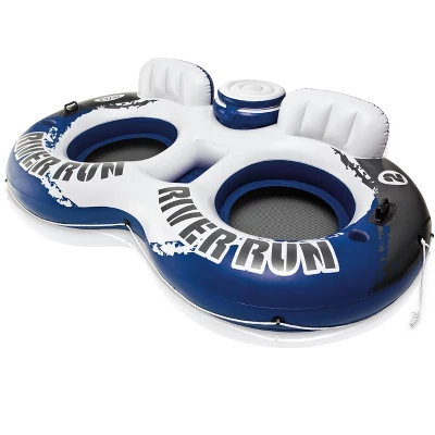 Intex River Run Inflatable 2 Person Pool Tube Float W/ Cooler + Single Float 1 Intex River Run Inflatable 2 Person Pool Tube Float W/ Cooler + Single Float