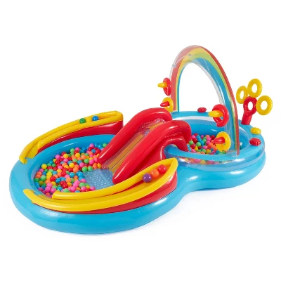 Intex Rainbow Slide Inflatable Pool And Water Slide Ring Center 2 Intex Rainbow Slide Inflatable Pool And Water Slide Ring Center - Image 2