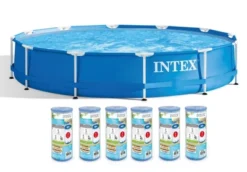 Intex 12' X 30" Metal Frame Set Swimming Pool With 530 GPH Pump & Filters 28211EH