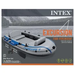 Intex Excursion Inflatable Rafting Fishing 4 Person Boat W/ Oars & Pump (2 Pack) -Intex GUEST 18995f56 bea4 4caf 9e20 fbc274a354d0