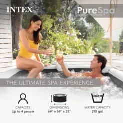 Intex PureSpa Greystone Deluxe Spa Set, 170 Bubble Jet Hot Tub With Cover