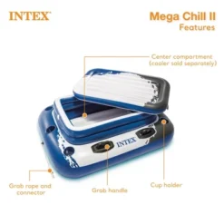 Intex Mega Chill II Inflatable 72 Can Beverage Cooler Bundled With River Run I 1 Person Inflatable Floating Lounge Water Raft (4 Pack) -Intex GUEST 1c470d80 58b5 4e56 8c26 b3a454492777