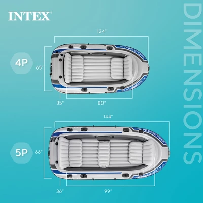 Intex Excursion Inflatable Water Fishing River Boat Raft Set With Oars 5 Intex Excursion Inflatable Water Fishing River Boat Raft Set With Oars - Image 5
