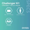 Intex Challenger Inflatable Kayak Set And Accessory Kit With Oars & Pump