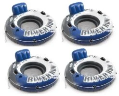 Intex River Run 1 Inflatable 53-inch Floating Lake Tube Blue (4-Pack)