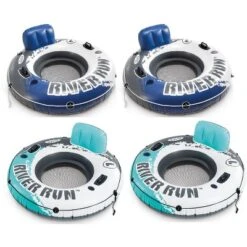 Intex River Run 53” Aqua Inflatable Tube (2-Pack) & Blue Inflatable Tube (2-Pack)