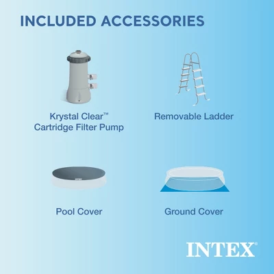 Intex 15'x48" Round Inflatable Outdoor Above Ground Swimming Pool Set With Ladder, Filter Pump, And Deluxe Maintenance Pool Cleaning Kit For Backyards 2 Intex 15'x48" Round Inflatable Outdoor Above Ground Swimming Pool Set With Ladder, Filter Pump, And Deluxe Maintenance Pool Cleaning Kit For Backyards - Image 2