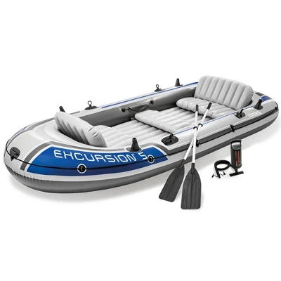 Intex Excursion Inflatable Water Fishing River Boat Raft Set With Oars 7 Intex Excursion Inflatable Water Fishing River Boat Raft Set With Oars - Image 7