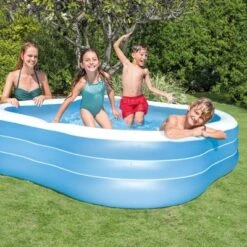Intex 7.5' X 22" Beach Wave Swim Center Square Outdoor Backyard Inflatable Family Swimming Lounge Pool For Kids And Adults, Blue -Intex GUEST 377cd140 bb36 4286 a654 cfefb3eb3451