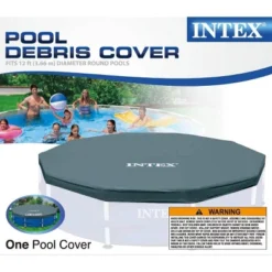 Intex 28031E 12 Foot Round Frame Set Easy Above Ground Swimming Pool Debris Cover With Tie-Down Ropes And Drain Holes, (Pool Sold Separately) -Intex GUEST 38ea703c f859 4c4c b368 cbbe3336e072
