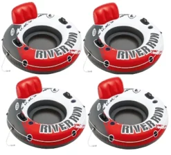 Intex Red Fire Edition River Run 1 Inflatable Floating Lake Tube 53-inch 4-Pack