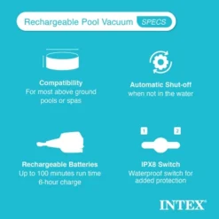Intex ZR200 Rechargeable Cordless Swimming Pool And Spa Vacuum Cleaner  With Telescoping Handle And 2 Interchangeable Brush Heads -Intex GUEST 49c22ce7 22f2 4164 9188 de38b4e9445c