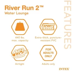 INTEX River Run Connect 1 Person Inflatable Water Raft (2 Pack) Bundled With River Run II 2 Person Inflatable Floating Lounge With Cooler -Intex GUEST 4d7a7315 7cba 42f4 8f5b c4fcf3f3a52a