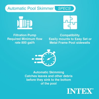 Intex Deluxe Automatic Surface Skimmer Bundled With Maintenance Kit W/ Vacuum & Pole, Swimming Pool Cleaning Tools For Above Ground And InGround Pools 2 Intex Deluxe Automatic Surface Skimmer Bundled With Maintenance Kit W/ Vacuum & Pole, Swimming Pool Cleaning Tools For Above Ground And InGround Pools - Image 2