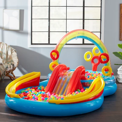 Intex Rainbow Slide Inflatable Pool And Water Slide Ring Center 1 Intex Rainbow Slide Inflatable Pool And Water Slide Ring Center
