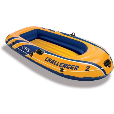 Intex Challenger 2 Inflatable 2 Person Floating Boat Raft Set With 2 48-Inch Oars, Oar Locks, Grab Handles And High-Output Hand Air Pump 1 Intex Challenger 2 Inflatable 2 Person Floating Boat Raft Set With 2 48-Inch Oars, Oar Locks, Grab Handles And High-Output Hand Air Pump
