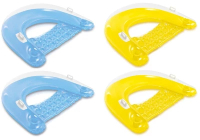 Intex Sit 'N Float Inflatable Lounges Blue And Yellow 4 Pack 60" X 39" 1 Intex Sit 'N Float Inflatable Lounges Blue And Yellow 4 Pack 60" X 39"