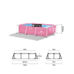 Intex 28266EH 7 Foot X 4 Foot X 24 Inch Rectangular Metal Frame Above Ground Outdoor Backyard Swimming Pool, 439 Gallons Of Water, Pink -Intex GUEST 60a07307 472e 4f08 90d3 2c2d200e5663