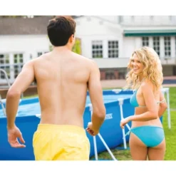 Intex 14.75' X 86" X 33" Rectangular Frame Above Ground Outdoor Backyard Swimming Pool With Flow Control Valve For Quick Draining, Blue -Intex GUEST 615572d1 75c2 4224 a31a 5cd8c6ef227b