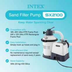 Intex 26645EG Krystal Clear 2100 GPH Sand Filter Pump For Above Ground Pools Bundled With OptiFlow Premium Pure Silica Filter Sand, 50 Lb Bag -Intex GUEST 618c2d67 147a 4cc6 82c5 072f03b4d6e7