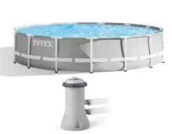 Intex 15ft X 42in Prism Frame Pool Set With Filter Pump, Ladder, Ground Cloth & Pool Cover