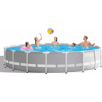Intex 18ft X 48in Prism Frame Pool Set With Filter Pump, Ladder, Ground Cloth & Cover 1 Intex 18ft X 48in Prism Frame Pool Set With Filter Pump, Ladder, Ground Cloth & Cover