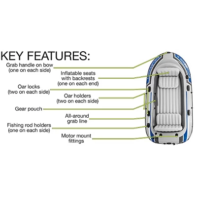 Intex Excursion 4-Person Inflatable Boat Set For Fishing And Boating With 2 Aluminum Oars, High-Output Air Pump, And Repair Kit, 1100 Pound Capacity 2 Intex Excursion 4-Person Inflatable Boat Set For Fishing And Boating With 2 Aluminum Oars, High-Output Air Pump, And Repair Kit, 1100 Pound Capacity - Image 2