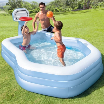 Intex 57183EP 101 Inch Swim Center Shootin' Hoops Inflatable Family Pool, Blue 1 Intex 57183EP 101 Inch Swim Center Shootin' Hoops Inflatable Family Pool, Blue