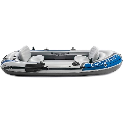 Intex Excursion 4-Person Inflatable Boat Set For Fishing And Boating With 2 Aluminum Oars, High-Output Air Pump, And Repair Kit, 1100 Pound Capacity 4 Intex Excursion 4-Person Inflatable Boat Set For Fishing And Boating With 2 Aluminum Oars, High-Output Air Pump, And Repair Kit, 1100 Pound Capacity - Image 4