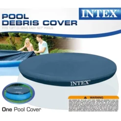 Intex 28026E UV Resistant Deluxe Debris Pool Cover For 13-Foot Intex Easy Set Above Ground Swimming Pool, Vinyl Round Cover With Drain Holes, Blue -Intex GUEST 702f944b 1bd9 4a7c 8f00 1c224de91e76