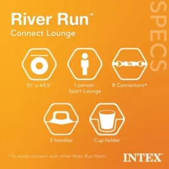 INTEX River Run Connect 1 Person Inflatable Water Raft (2 Pack) Bundled With River Run II 2 Person Inflatable Floating Lounge With Cooler -Intex GUEST 74cd36be 6bdf 4121 8891 ecf4f7996bd0