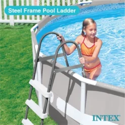 Intex Above Ground Steel Frame Swimming Pool Ladder For 42-In. Wall Height Pools