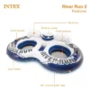 INTEX River Run Connect 1 Person Inflatable Water Raft (4 Pack) Bundled With River Run II 2 Person Inflatable Floating Lounge With Cooler