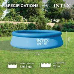 INTEX 28120EH Easy Set Inflatable Swimming Pool: 10ft X 30in – Puncture-Resistant Material – Quick Inflation – 1018 Gallon Capacity – 23in Water Depth