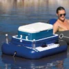 Intex 58821EP Inflatable Mega Chill II 72 Can Beverage Cooler Float With Lid And 6 Cupholders For Pool And Lake Floating, Black, White, And Blue