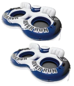 INTEX River Run II Water Tube Lounger W/ Cooler (2 Pack)