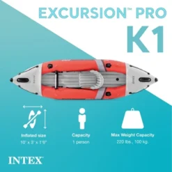 Intex Excursion Pro Inflatable Vinyl Kayak With 2 Oars And Pump