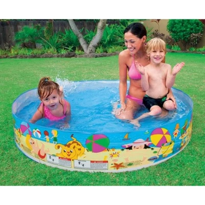 Intex Beach Days Snapset Instant Round Kids Childrens Swimming Pool Allows For 9.5' Of Water, Holds 119 Gallon Capacity/450 Liters (6 Pack) 2 Intex Beach Days Snapset Instant Round Kids Childrens Swimming Pool Allows For 9.5' Of Water, Holds 119 Gallon Capacity/450 Liters (6 Pack) - Image 2