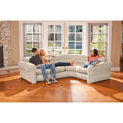 Intex Inflatable Corner Living Room Neutral Sectional Sofa | 68575EP 2 Intex Inflatable Corner Living Room Neutral Sectional Sofa | 68575EP - Image 2