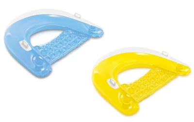 Intex Sit 'N Float Inflatable Lounges 60in X 39in Blue And Yellow 2-Pack 1 Intex Sit 'N Float Inflatable Lounges 60in X 39in Blue And Yellow 2-Pack