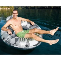 Intex 56835EP River Run I Camo Inflatable Floating Towable Water Tube Raft With Cup Holders And Handles For River, Lake, Or Pools, Gray Camo (6 Pack) -Intex GUEST 972ee4db 81b8 4765 9beb a81b000dcfc3
