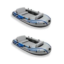 Intex Excursion Inflatable Rafting Fishing 4 Person Boat W/ Oars & Pump (2 Pack) -Intex GUEST 97512c39 af7f 455f b00b 734db3230e9a