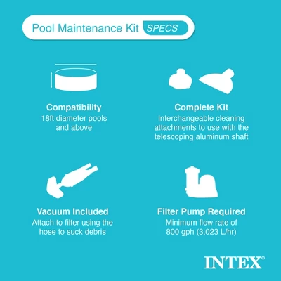 Intex 15'x48" Round Inflatable Outdoor Above Ground Swimming Pool Set With Ladder, Filter Pump, And Deluxe Maintenance Pool Cleaning Kit For Backyards 4 Intex 15'x48" Round Inflatable Outdoor Above Ground Swimming Pool Set With Ladder, Filter Pump, And Deluxe Maintenance Pool Cleaning Kit For Backyards - Image 4