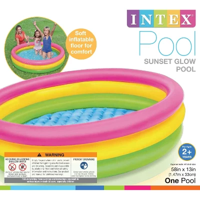 Intex 4ft X 13in Inflatable Sunset Glow Colorful Backyard Kid Play Swimming Pool 5 Intex 4ft X 13in Inflatable Sunset Glow Colorful Backyard Kid Play Swimming Pool - Image 5