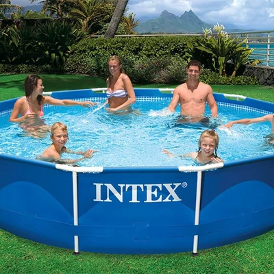 Intex 28211EH 12-foot X 30-inch Metal Frame Round 6 Person Outdoor Above Ground Swimming Pool With GFCI Filter Pump And Pool Cover 5 Intex 28211EH 12-foot X 30-inch Metal Frame Round 6 Person Outdoor Above Ground Swimming Pool With GFCI Filter Pump And Pool Cover - Image 5